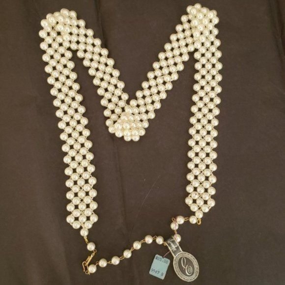 Genuine NWT Vintage 1940's Mid-Century EISENBERG PEARLS 4-Strand Pearl Belt - Picture 3 of 11